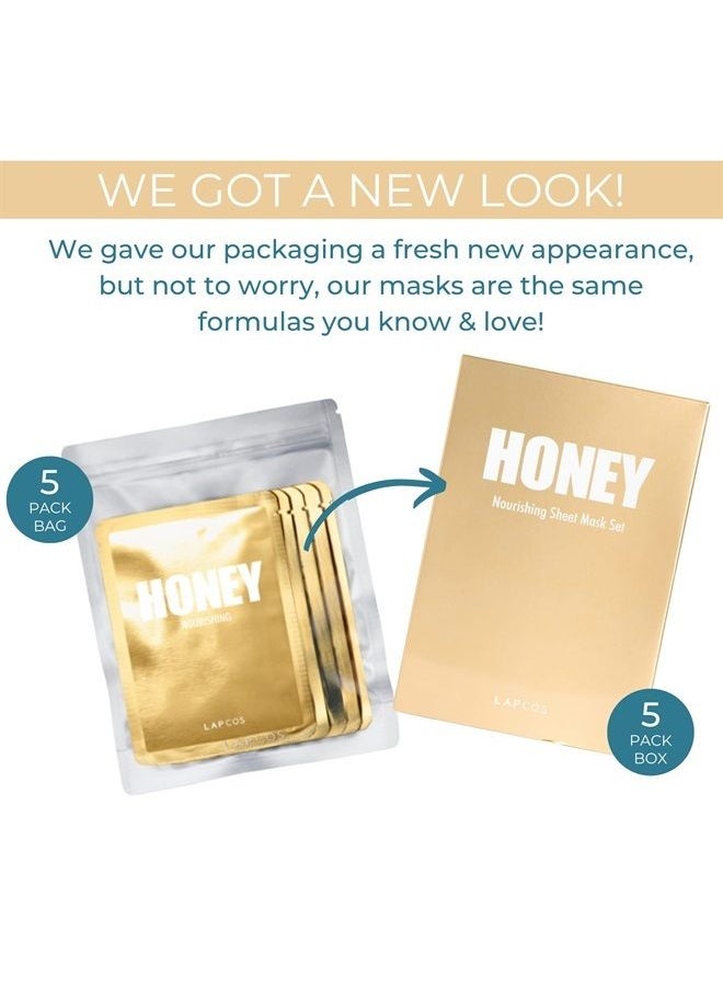 Honey Sheet Mask, Daily Face Mask with Hyaluronic Acid and Antioxidants to Hydrate and Tighten Dry Skin, Korean Beauty Favorite, 5-Pack - pzsku/ZF53D5AC55405921B2659Z/45/_/1681109686/9345bb28-9e9a-49a2-917a-187dbf107e9f