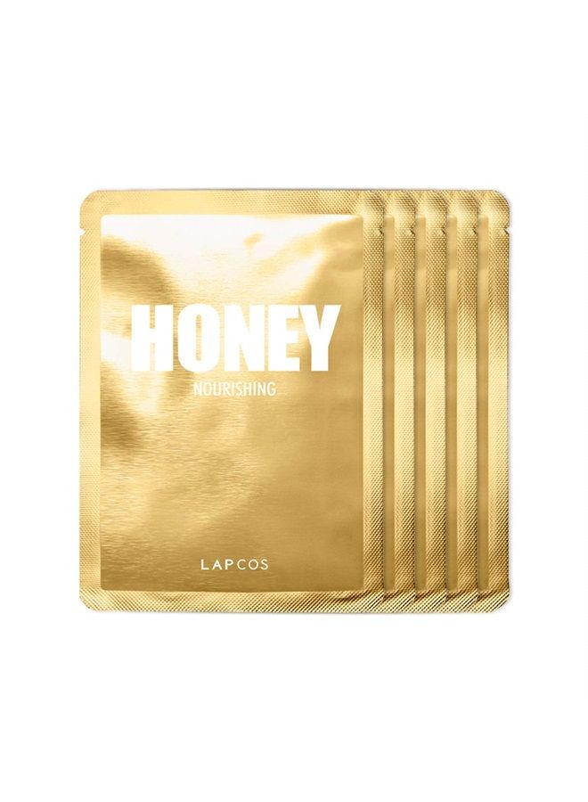 LAPCOS Honey Sheet Mask, Daily Face Mask with Hyaluronic Acid and Antioxidants to Hydrate and Tighten Dry Skin, Korean Beauty Favorite, 5-Pack - Image 1