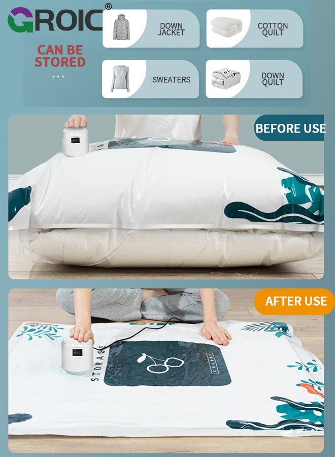 GROIC Premium Vacuum Storage Bags with Electric Pump, 6 Pack (2 Jumbo, 2 Large, 2 Medium), Reusable Space Saver Bags for Clothes, Mattress,Space Saver Vacuum Bag - Image 3