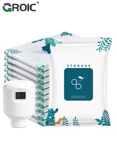 GROIC Premium Vacuum Storage Bags with Electric Pump, 6 Pack (2 Jumbo, 2 Large, 2 Medium), Reusable Space Saver Bags for Clothes, Mattress,Space Saver Vacuum Bag  - Image 1
