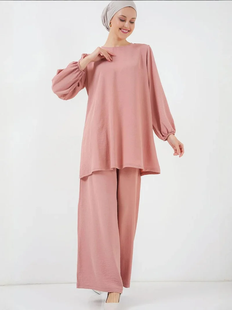 BDART Textured Long Sleeve Crew Neck Two-Piece Coord Set