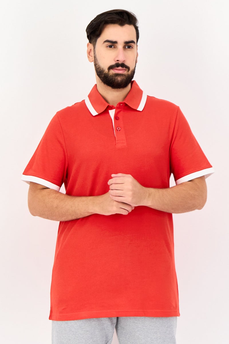 PUMA قميص بولو رياضي للرجال بأكمام قصيرة، خارجي، أحمر - Image 1