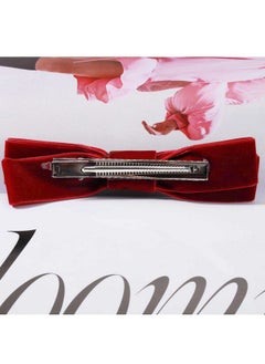 Yheakne Velvet Bow Hair Clip Red Satin Hair Barrette French Hair Bow Headpieces Winter Bow Barrette Headwear Hair Accessories For Women And Girls Gifts (Short Deep Red)  - Image 3