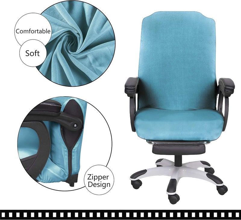 SARAFLORA Office Chair Cover- Medium, Teal- Removable Computer Chair Cover for Office Chair with Zipper for Universal Rotating Chair Desk Chair Cover Chair Seat Washable Protector for Pets - Image 4