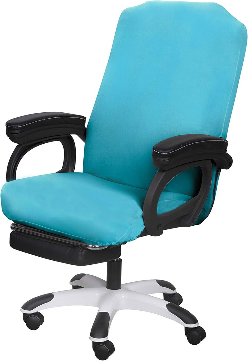 SARAFLORA Office Chair Cover- Medium, Teal- Removable Computer Chair Cover for Office Chair with Zipper for Universal Rotating Chair Desk Chair Cover Chair Seat Washable Protector for Pets - Image 1