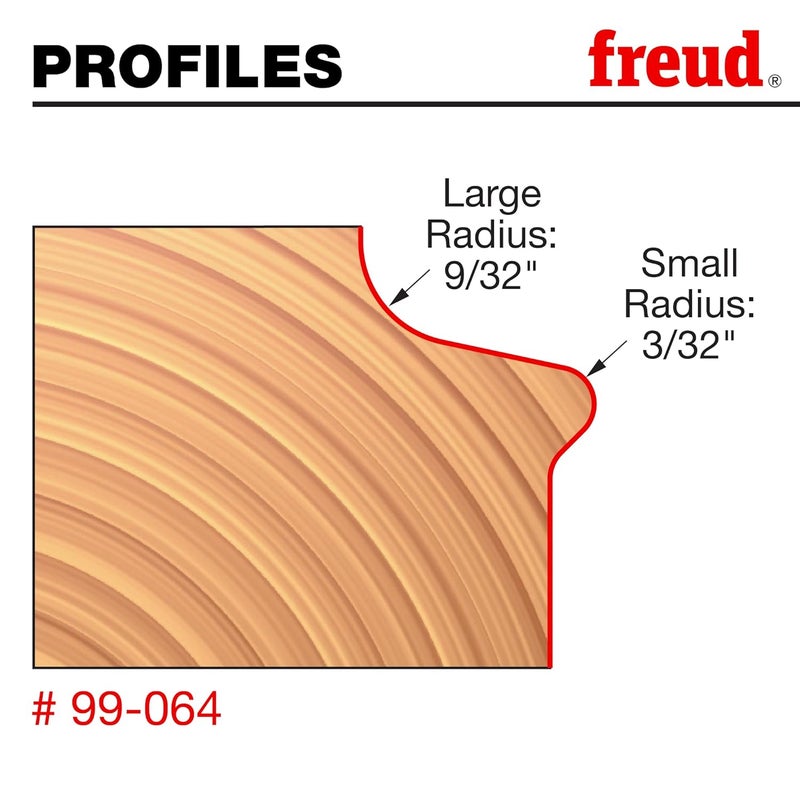freud Finger Pull Door Lip Bit for Door and Window - Ideal for Milling Finger Pull Edge on Cabinet Doors and Drawer Fronts - 1-3/4" Diameter, 1/2" Shank - 99-064 - Image 2
