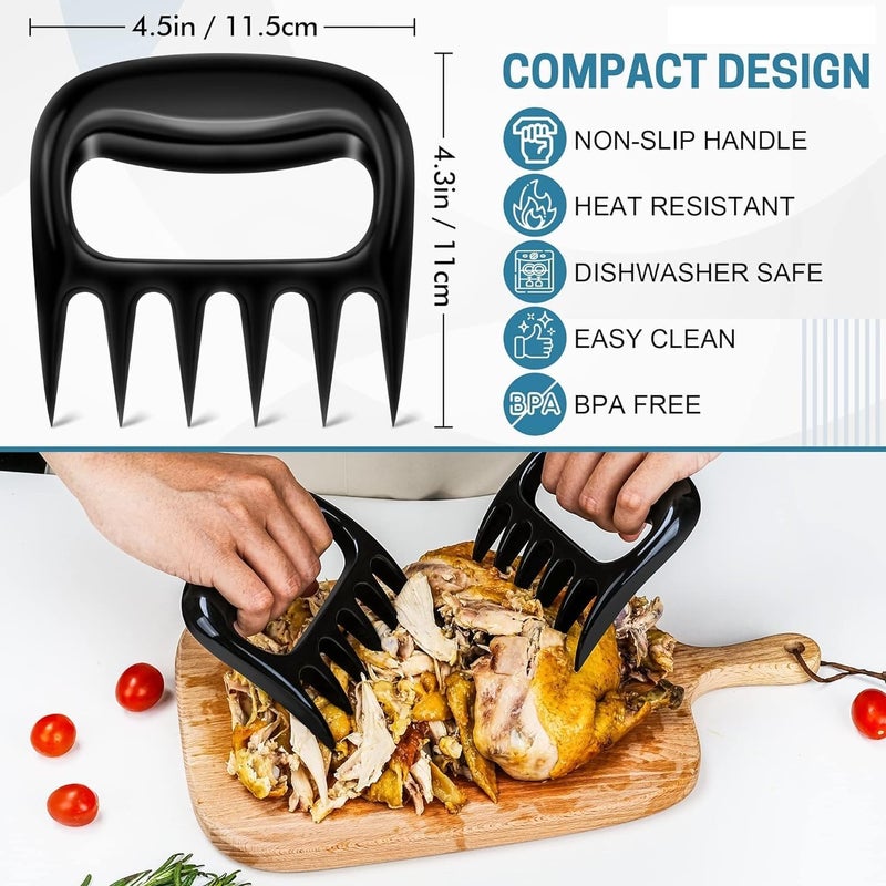 Clovis Meat Claws 2 Pack, Shredding Meat Bear Claws, Meat Shredder Tool Bear Claws Chicken Shredder Smoker Grill Accessories for Turkey, Christmas Stocking Stuffers BBQ Gifts for Men (Set of 2) - Image 5