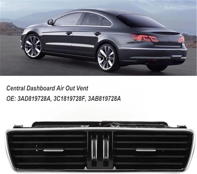 DEMULAX Black Chrome Central Dashboard Air Vent for VW Passat - Image 5
