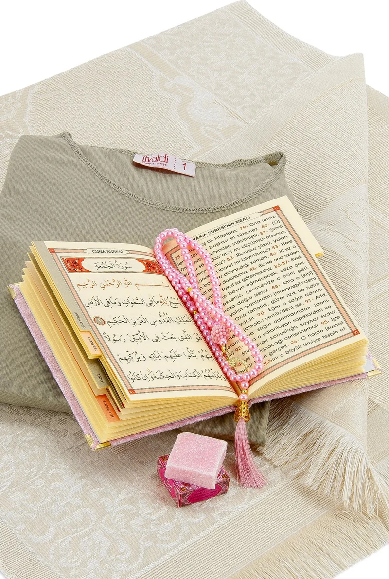 İhvan Online Practical One-Piece Prayer Dress with Headscarf and Prayer Rug Set Pink