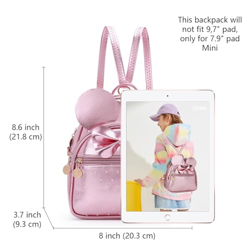 KL928 Girls Bowknot Polka Dot Cute Mini Backpack Small Daypacks Convertible Shoulder Bag Purse for Women (Fluorescent Pink) - Image 2
