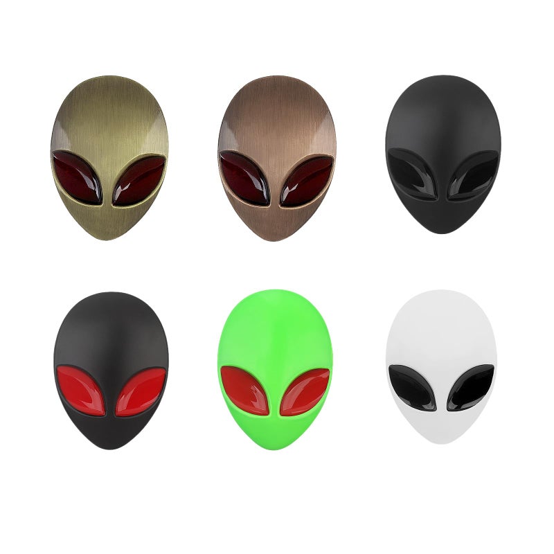 Fsocpen Alien Badge Metal Stickers3D Space Alien Waterproof StickerSticker for CarRefrigeratorNotebookTV WindowAny Smooth Surface Set of 6 - Image 3