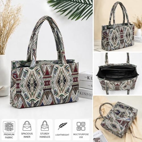 CLASSIC SMUGGLER Designer Tote Bag for Women Trendy Light Green Geometric Print Handbag for Work, Shopping & Casual Outings | Ladies purse | Stylish Shoulder Bag | Gift for Women (Green) - Image 2