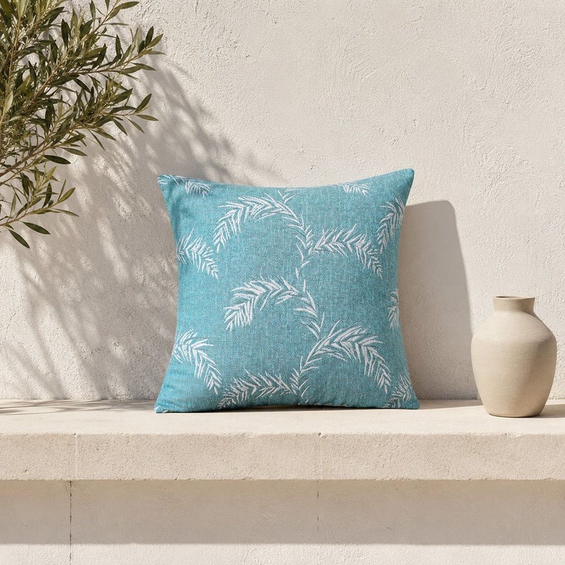 DANUBE HOME Woven Cushion 45X45Cm - Palmway Aqua, Multi Color, Breezy Outdoor Cushion, 100% Olefin Fabric, For Balcony Seating, Garden Benches And Terrace Sofas - Image 1