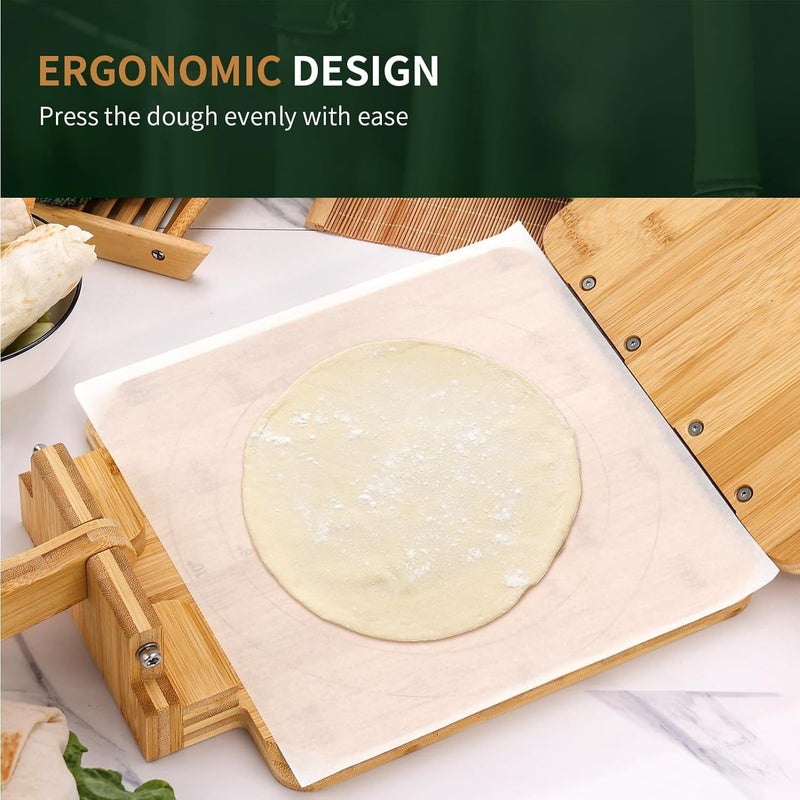 SK Bamboo Wood Tortilla Press Maker for Mexican Cuisine, Dough Presser for Dumpling Wrappers, Kitchen Tool - Image 2