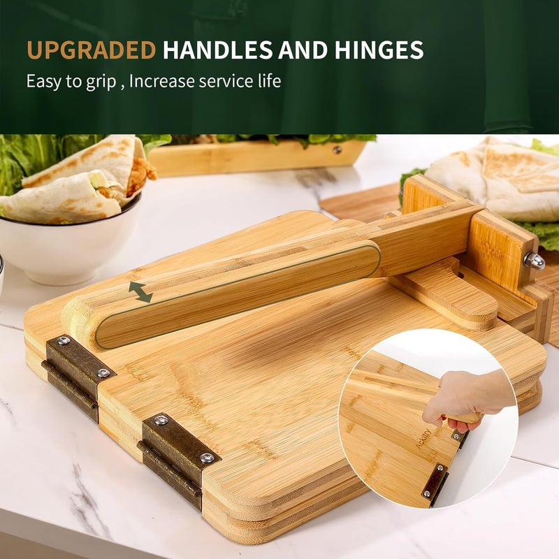 SK Bamboo Wood Tortilla Press Maker for Mexican Cuisine, Dough Presser for Dumpling Wrappers, Kitchen Tool - Image 3