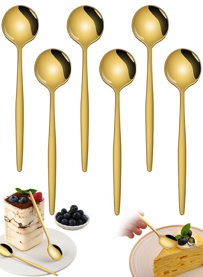6 Pieces Gold Stainless Steel Teaspoon, Mini Spoons For Dessert And Coffee, Durable Demitasse Coffee Spoons For Dessert - Image 1
