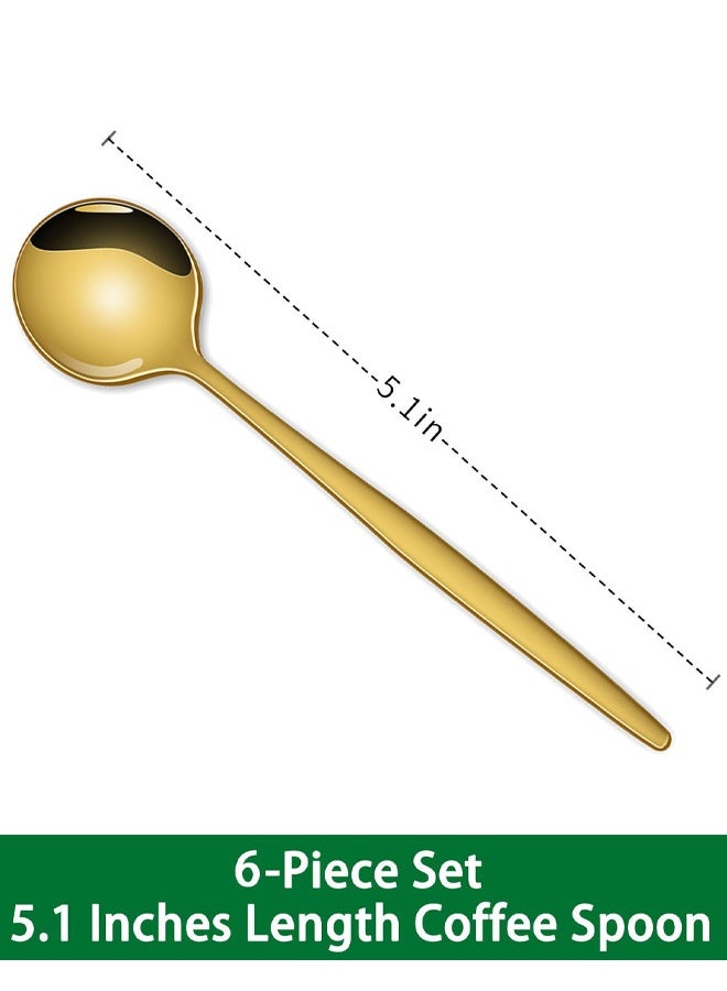 6 Pieces Gold Stainless Steel Teaspoon, Mini Spoons For Dessert And Coffee, Durable Demitasse Coffee Spoons For Dessert - Image 2