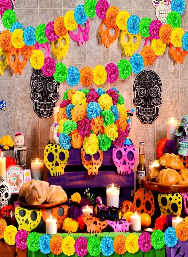 FFNIU Marigold Flower Heads, 50Pcs Colorful Artificial Flowers for DIY Marigold Garland Diwali Day of The Dead Halloween Wedding Party Home Decorations - Image 4