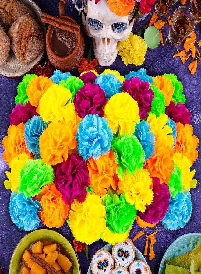 FFNIU Marigold Flower Heads, 50Pcs Colorful Artificial Flowers for DIY Marigold Garland Diwali Day of The Dead Halloween Wedding Party Home Decorations - Image 5