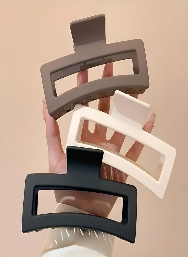 GALLY 3pcs Rectangular Chic Matte Hair Clutcher for Women & Girls - Large Claw Clips | Strong Grip & Non-Slip Hair Accessories for Thick Hair, Stylish Clutches for Everyday Wear (Multicolor) - Image 1