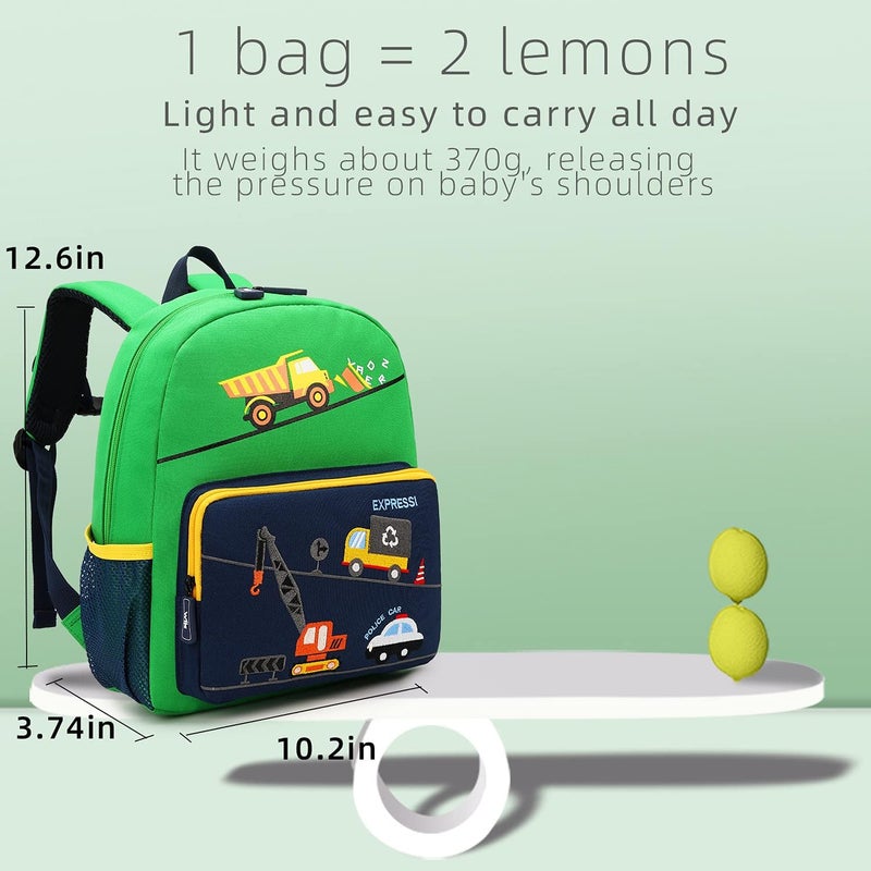 willikiva Car Dinosaur Kids Toddler Backpack for Boys and Girls Children Waterproof Preschool Bag(Green Bus) - Image 3