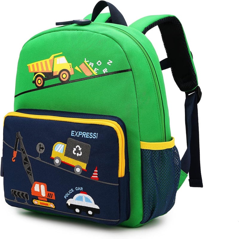 willikiva Car Dinosaur Kids Toddler Backpack for Boys and Girls Children Waterproof Preschool Bag(Green Bus) - Image 1