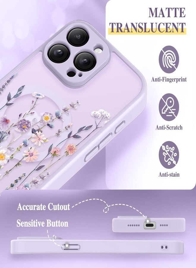 GVIEWIN Magnetic Compatible with iPhone 15 Pro Max Case, Compatible with MagSafe,with 2X Screen Protector, Full Camera Protection Floral Translucent Matte Back Shockproof Cover, Floratopia/Colorful - Image 5