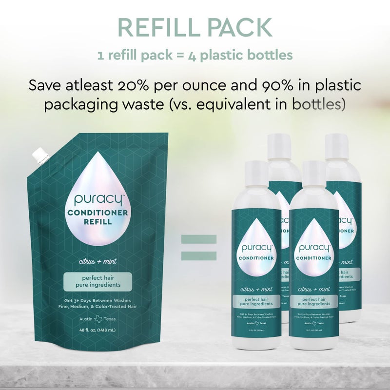 Puracy Conditioner for Fine, Medium, and Color-Treated Hair - Pure Ingredients for Cleaner, Silkier Hair Longer, 98.95% Natural (48 Ounce) - Image 3