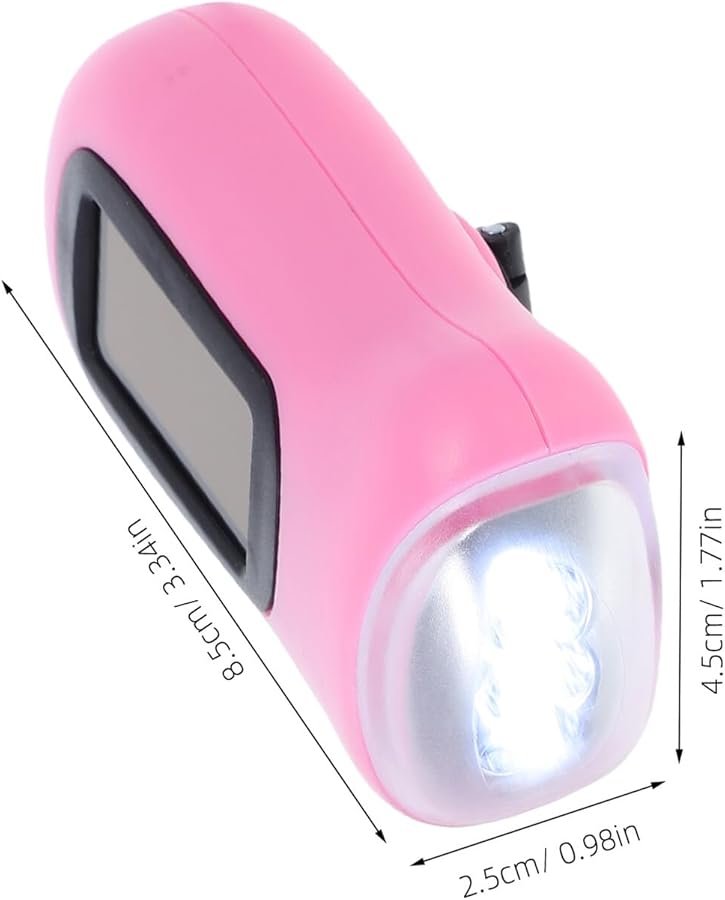 مصباح يدوي شمسي قابل لإعادة الشحن مع كرنك يدوي، مصباح طوارئ LED وردي، رأس قابل للدوران للتخييم والمشي لمسافات طويلة - Image 3