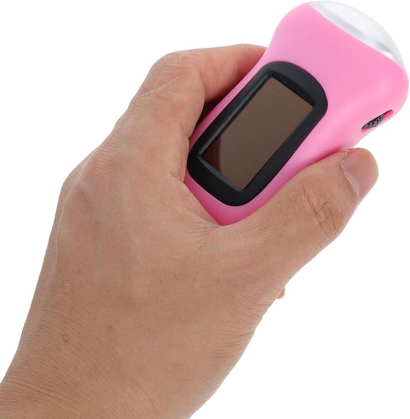 مصباح يدوي شمسي قابل لإعادة الشحن مع كرنك يدوي، مصباح طوارئ LED وردي، رأس قابل للدوران للتخييم والمشي لمسافات طويلة - Image 5