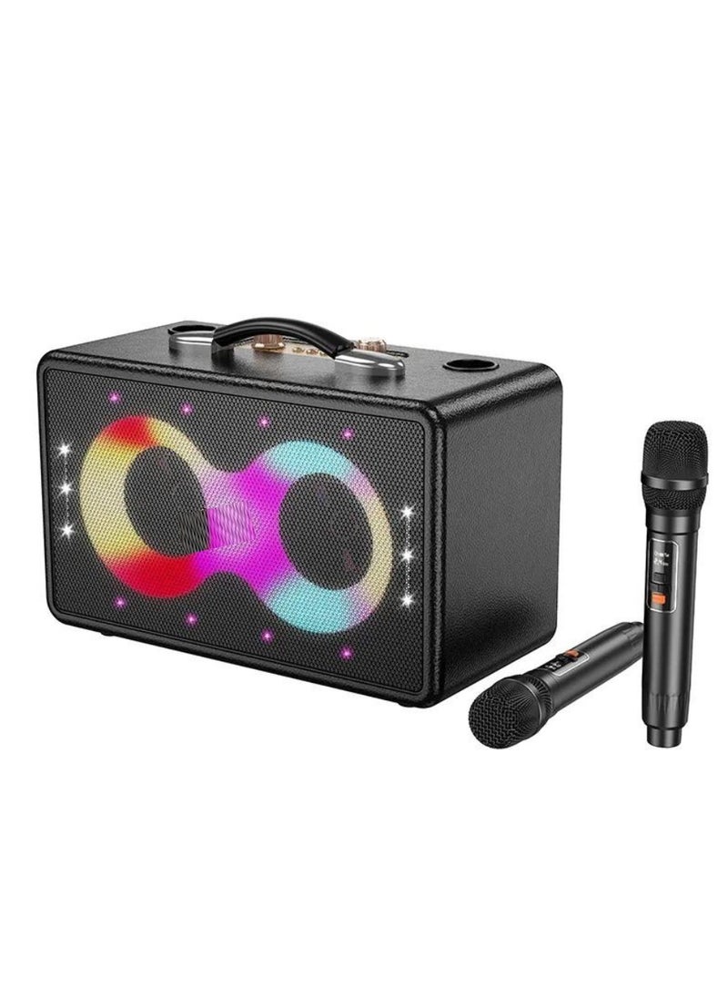 TIGER - Portable Bluetooth Speaker with 60W Peak Output | Dual 15W Full-Range Drivers & 5W Tweeter | Dual Wireless Microphones | RGB Strobe Light Effects | Dual 3000mAh Battery | USB-C Fast Charging | 6H Music / 8H Mic Playback | Bluetooth, TF Card, USB, AUX Support | Echo & Reverb Mic Control | Ideal for Parties, Karaoke, Events, Travel - Image 1