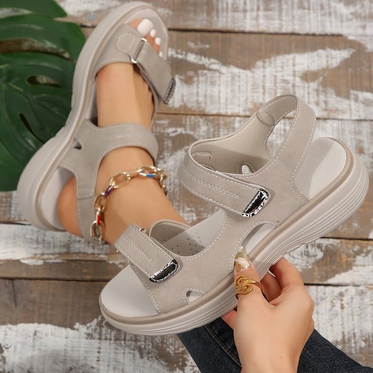 Women'S Shoes Summer Sandals Women'S Sports Style Lightweight Wedge Velcro Large Size Sandals For Women - Image 4