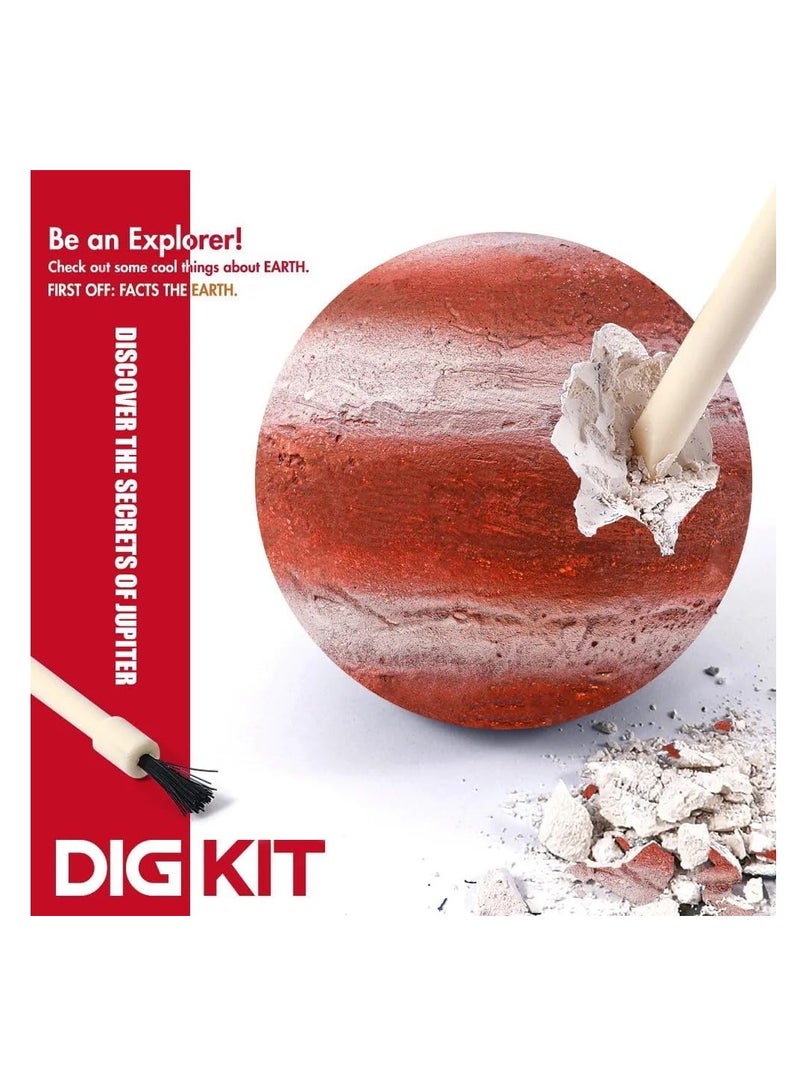 UKR Jupiter Digging Kit – STEM Educational Science Geology Set for Kids – Excavate 5 Natural Gemstones with Solar System Planets Theme - Image 2