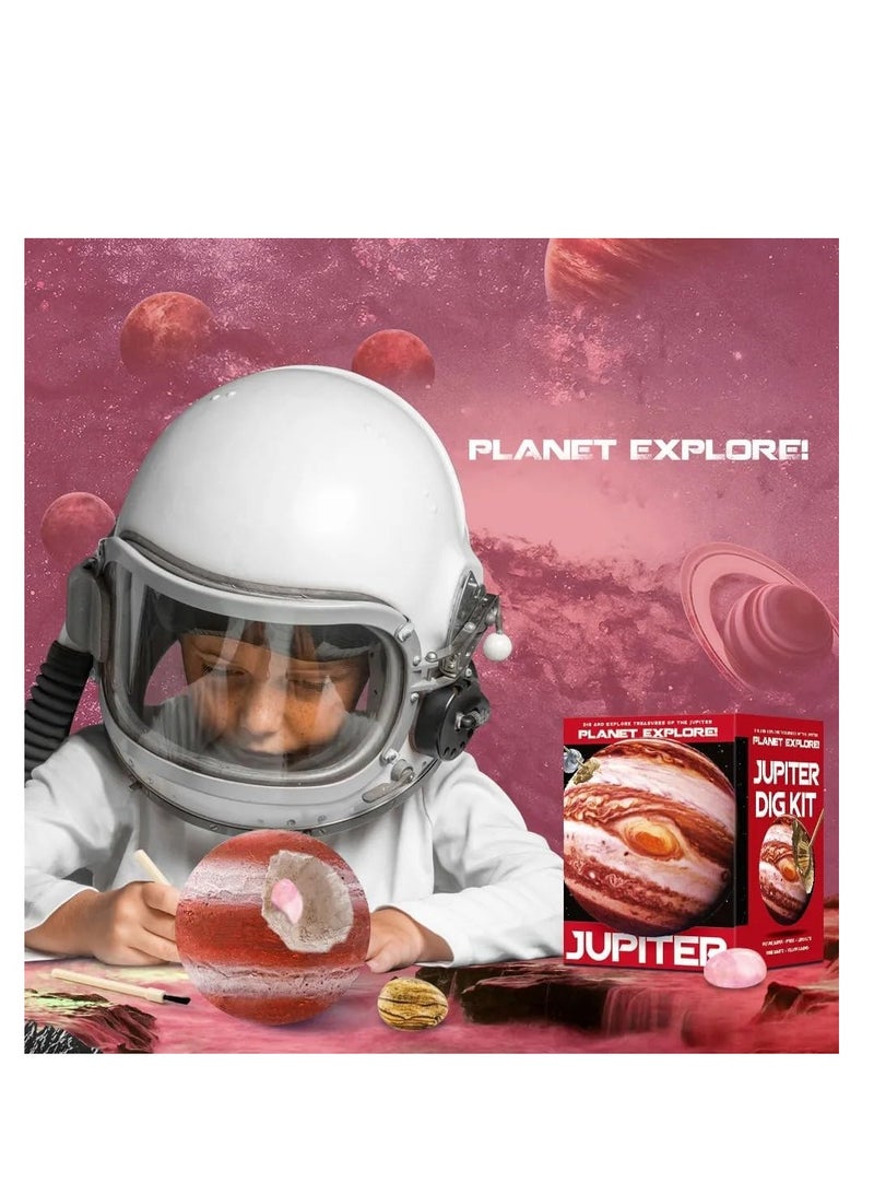 UKR Jupiter Digging Kit – STEM Educational Science Geology Set for Kids – Excavate 5 Natural Gemstones with Solar System Planets Theme - Image 5
