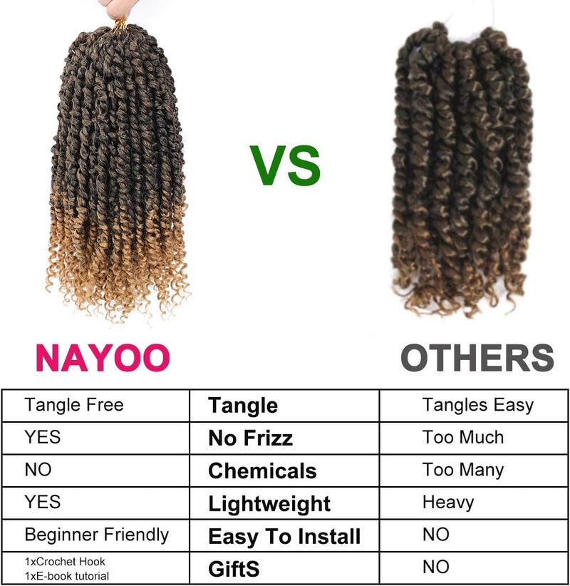 NAYOO Passion Twist Hair - 8 Packs 12 Inch Passion Twist Crochet Hair For Women, Crochet Pretwisted Curly Hair Passion Twists Synthetic Braiding Hair Extensions (12 Inch 8 Packs, T27) - Image 5