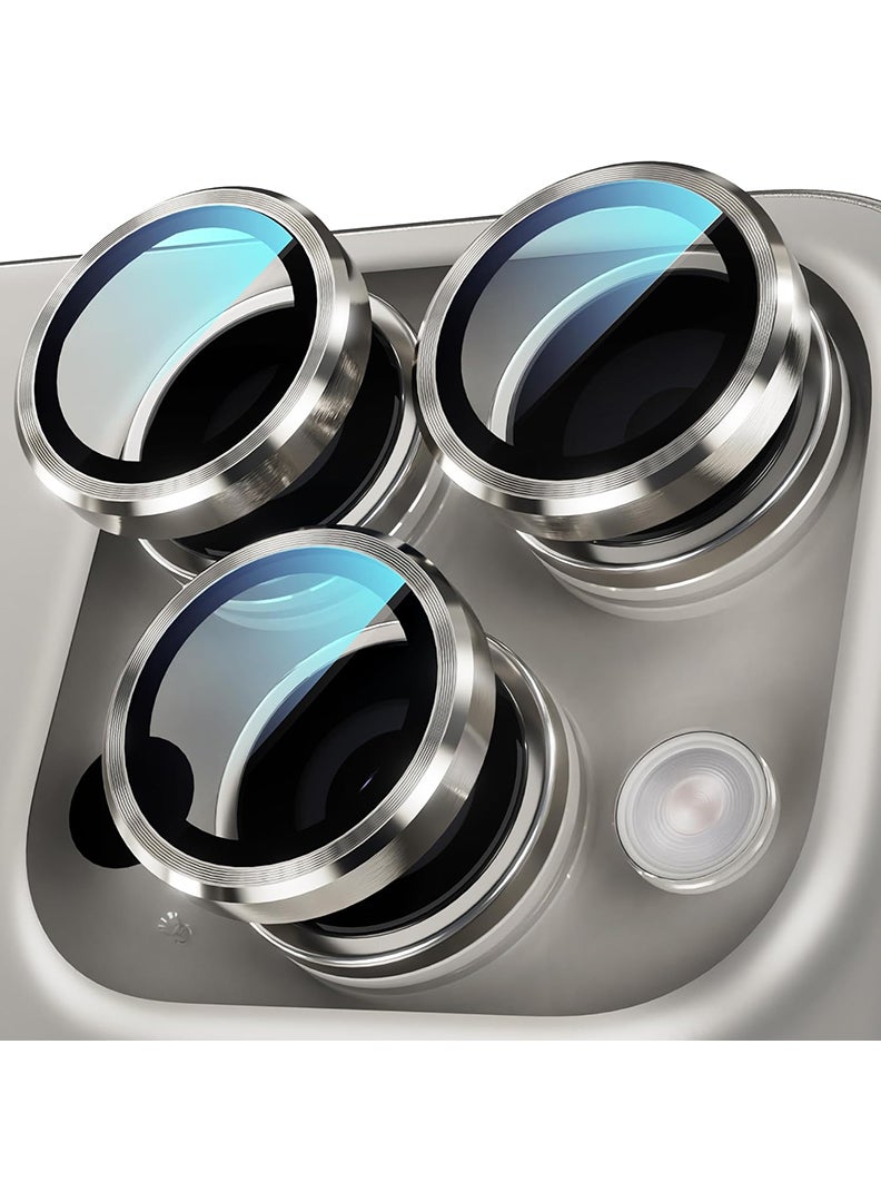 Theodor Camera Lens Protectors for iPhone 16 Pro/16 Pro Max Armorite Individual Lens Protectors, Scratch-Resistant Ultra-thin Tempered Glass with Aluminum Edging, (Natural Titanium)  - Image 1