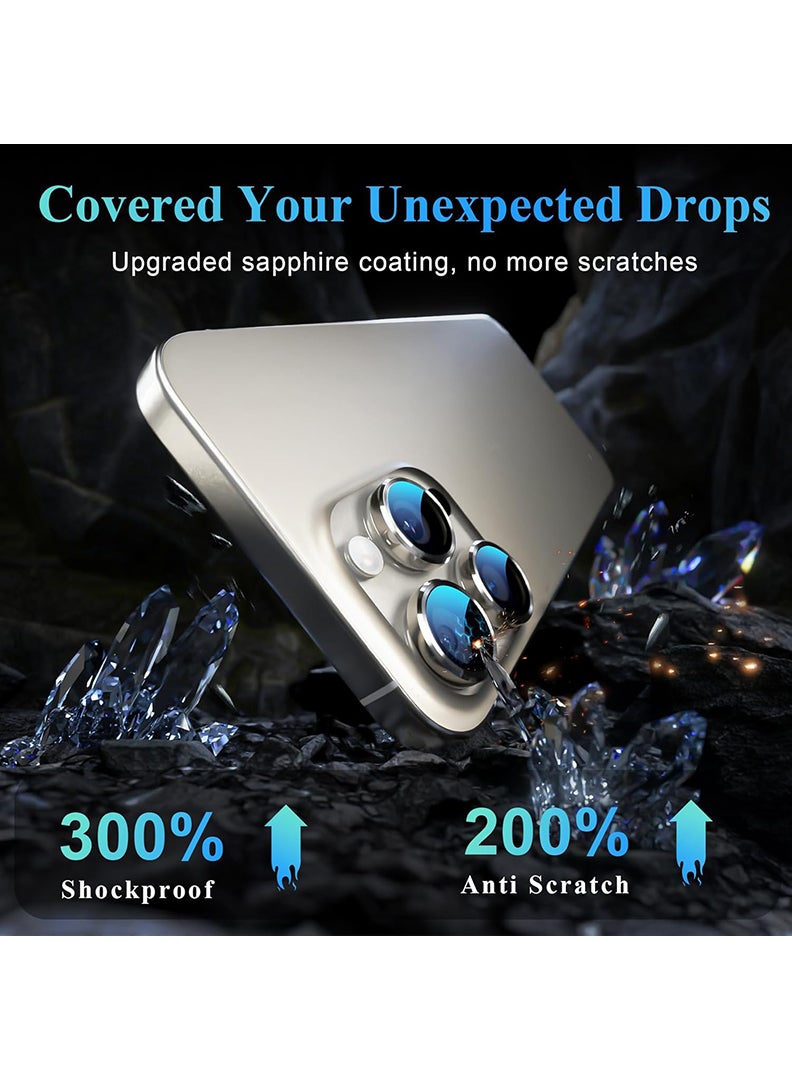 Theodor Camera Lens Protectors for iPhone 16 Pro/16 Pro Max Armorite Individual Lens Protectors, Scratch-Resistant Ultra-thin Tempered Glass with Aluminum Edging, (Natural Titanium)  - Image 2