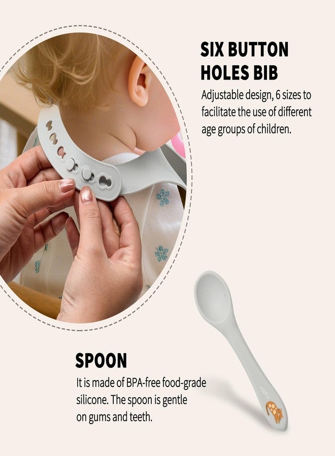 Imagination Junction silicone baby feeding set, Baby Led Weaning Supplies，Cutlery Feeding Supplies, Baby Utensils Feeding Essentials for Starting Solids，5 Piece Set (Gray) - Image 3