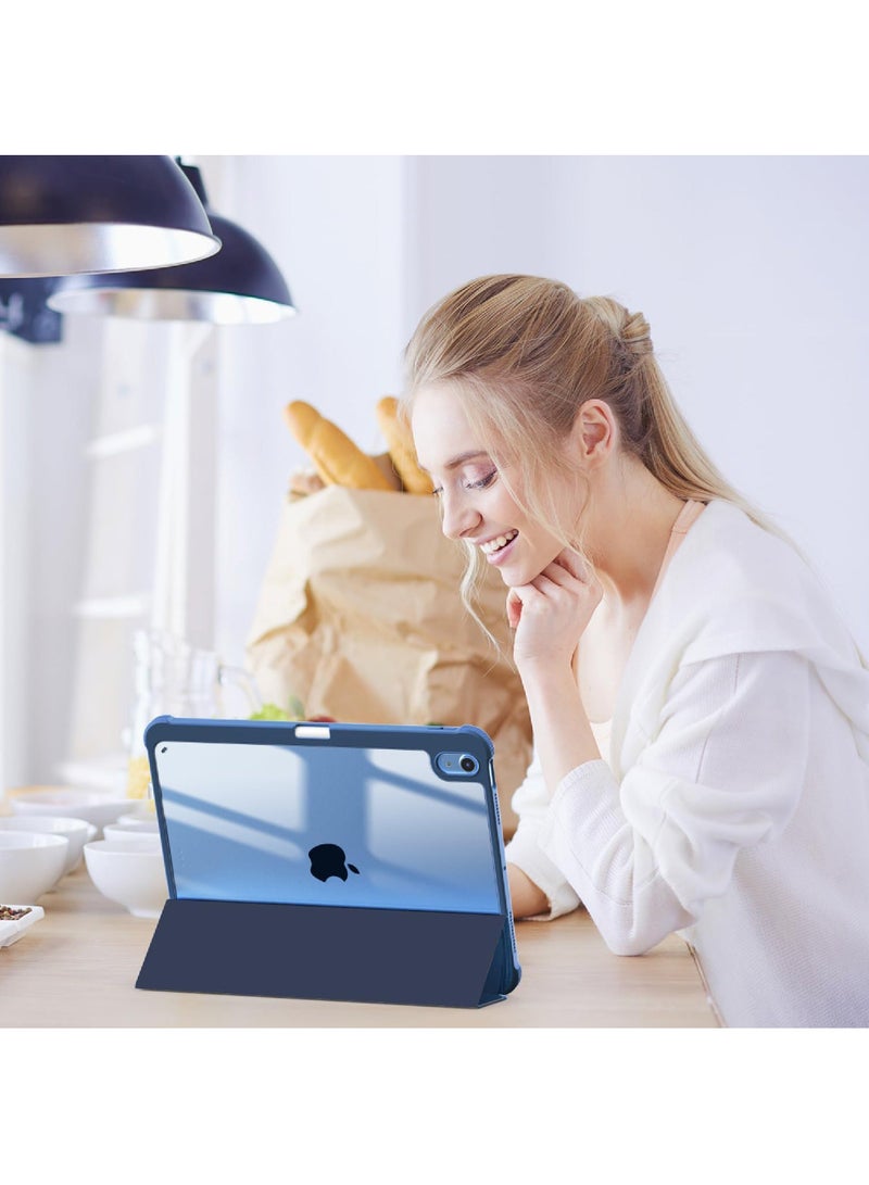 روك بو غطاء حماية آي باد الجيل العاشر 2022 باد 10 غطاء حماية ، مع حامل القلم مختلطة رقيقة جدا ثلاثة أضعاف قوس ، تنطبق على آي باد 10.9 بوصة ذكي شل ، مرة أخرى شفافة التلقائي الصحوة / النوم - Image 4