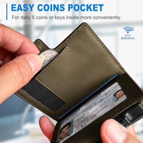 miyozi Men Wallet,with Money Clip Coins Pocket ID Window,Slim Front Pocket RFID Blocking Pop-up Card Holder 3.9"x 2.7", Gift Boxed - Image 4