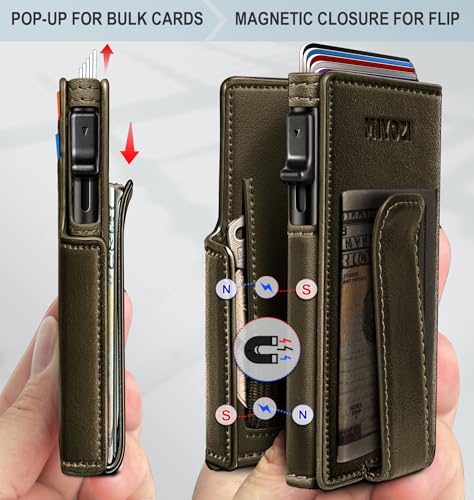 miyozi Men Wallet,with Money Clip Coins Pocket ID Window,Slim Front Pocket RFID Blocking Pop-up Card Holder 3.9"x 2.7", Gift Boxed - Image 3