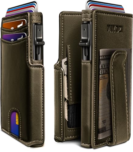 miyozi Men Wallet,with Money Clip Coins Pocket ID Window,Slim Front Pocket RFID Blocking Pop-up Card Holder 3.9"x 2.7", Gift Boxed - Image 1