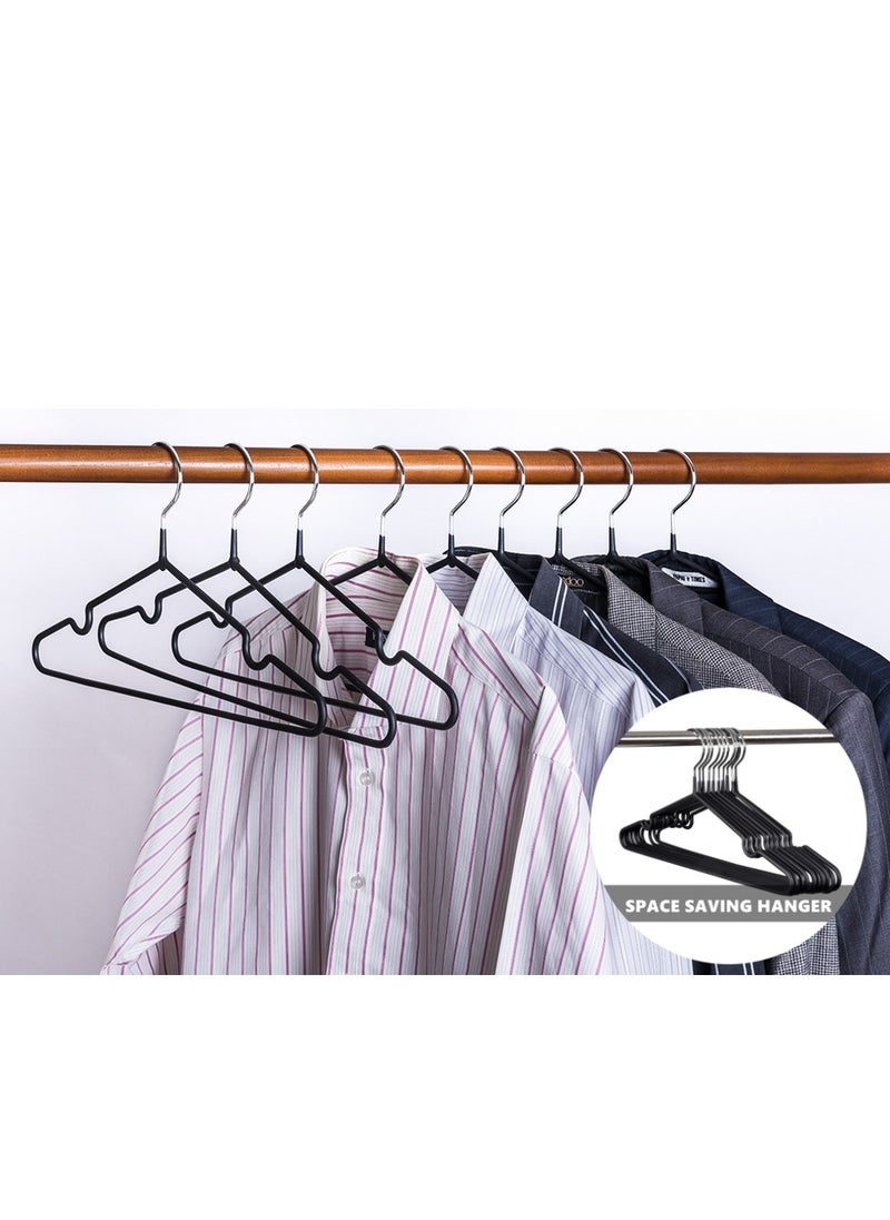 Home Non-Slip Rubber Coated Metal Suit Coat Hangers, Heavy Duty Clothes Hanger, Metal Shirt Jacket Hanger with Round Notches Black/Silver