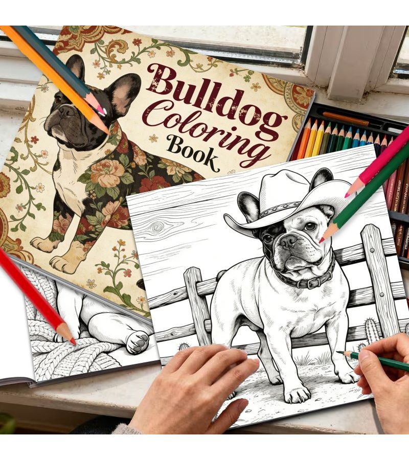 Yao Adult Bulldog Coloring Book 24 Floral Pages Stress Relief Gift for Friends 1pc - Image 4