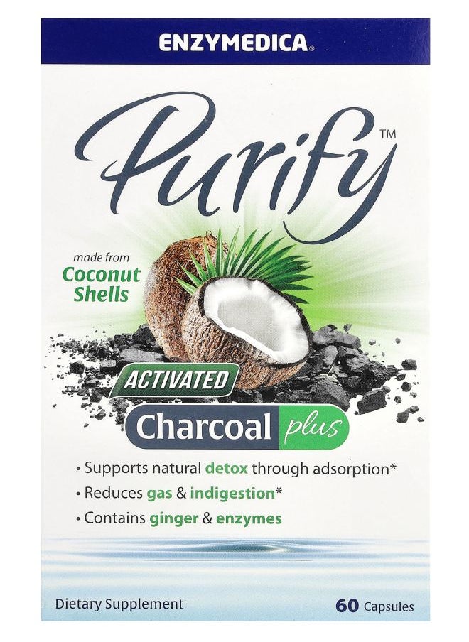 ENZYMEDICA Purify Activated Charcoal Plus 60 Capsules 
