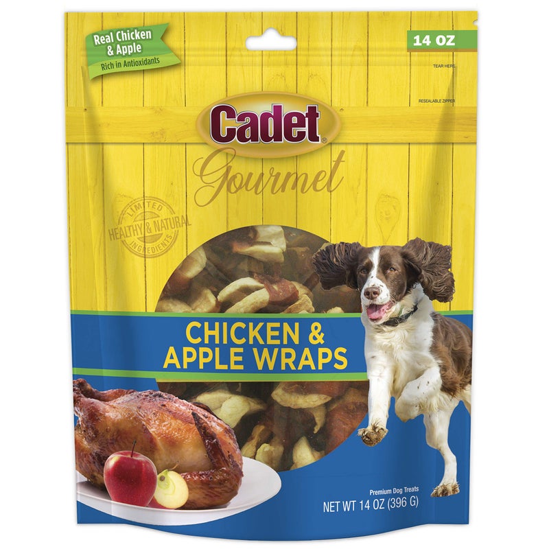 Cadet Gourmet Chicken & Apple Wrapped Dog Treats Wraps - Healthy & Natural Chicken & Apple Dog Training Treats for Small & Large Dogs - Inspected & Tested in USA (14 oz.) - Image 1