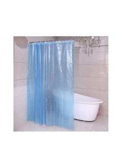 Spaceshoop Shower Curtain Bathroom Screen Thickened 3D Transparent Waterproof with Hooks EVA Home Supplies 180 * 180cm Blue  - Image 1