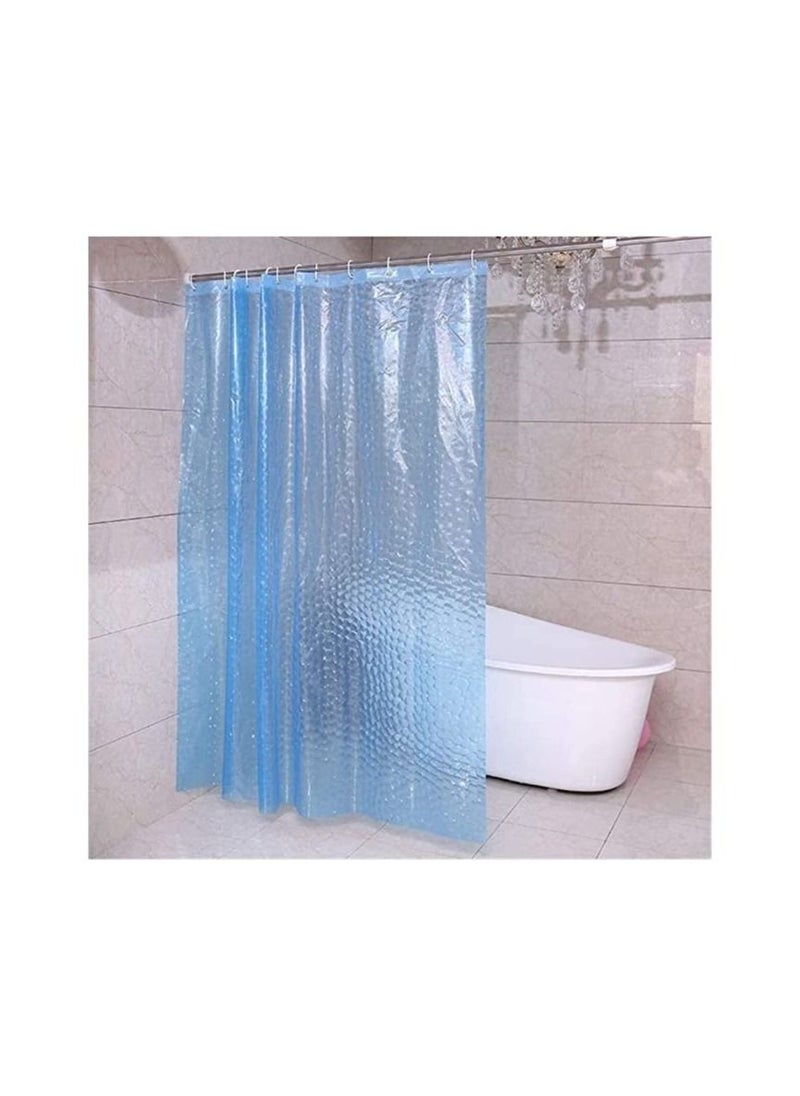 Spaceshoop Shower Curtain Bathroom Screen Thickened 3D Transparent Waterproof with Hooks EVA Home Supplies 180 * 180cm Blue  - Image 1