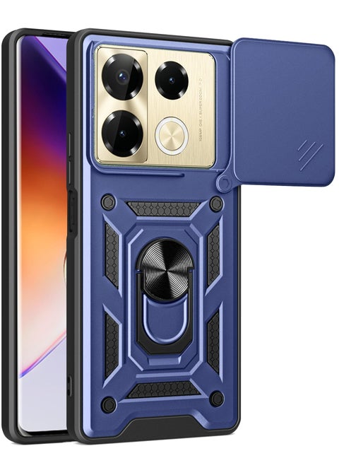 غطاء الحالة لـ Infinix ملاحظة 40 برو (4G / 5G) / ملاحظة 40 برو زائد 5G ، غطاء عدسة الكاميرا الشريحة + حلقة الركيزة الدوارة 360 درجة + دعم سيارة مغناطيسية جبل حالة الهاتف المحمول مقاومة للصدمات