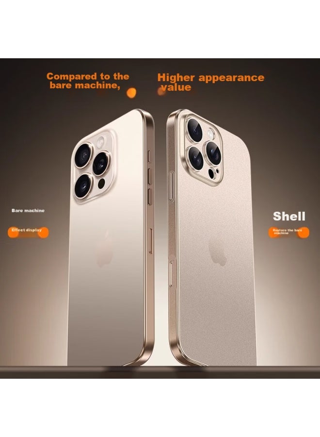 Divi Phone Case For Apple Iphone 16 Pro, Full Protection Ultra-thin Frosted Semi-transparent Shockproof Hard Shell For Men And Women, Titanium Gold - Image 5